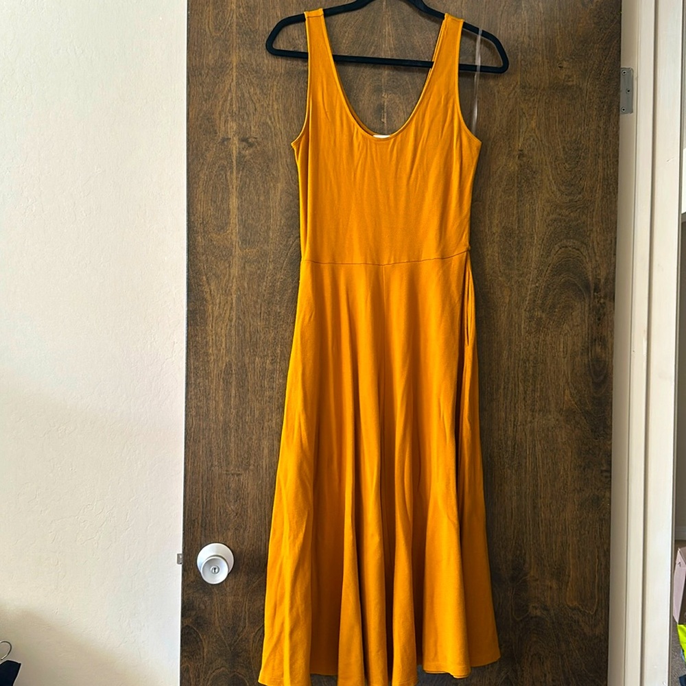 Leith Mustard Color Midi Dress